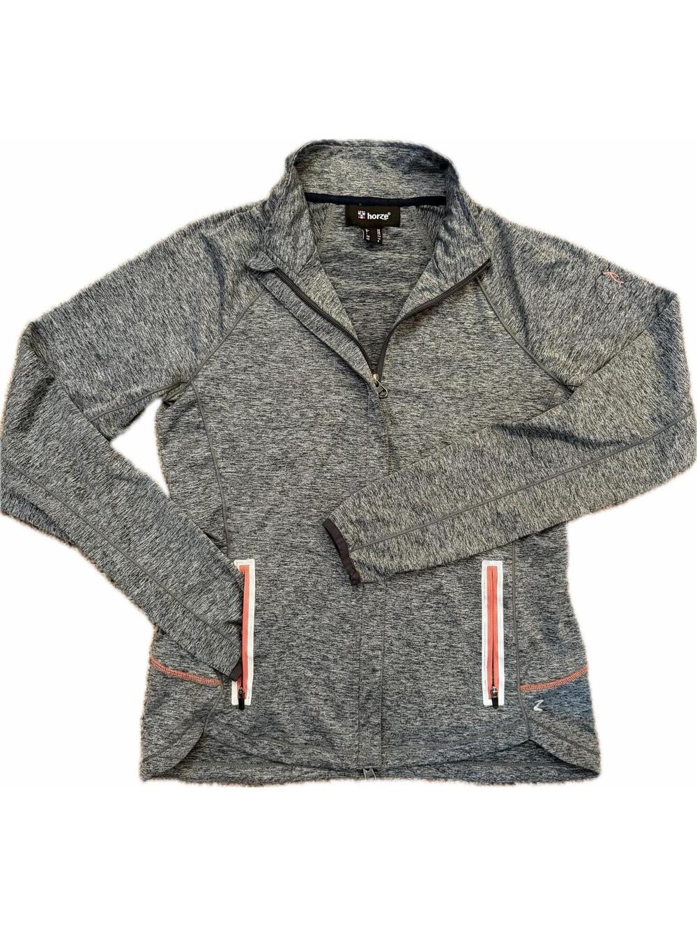 Horze Women’s Equestrian Pullover Full Zip Light Jacket Gray Pink Pockets